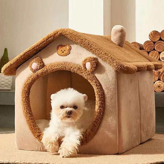 universal enclosed pet bed, puppy bed with teddy bear style