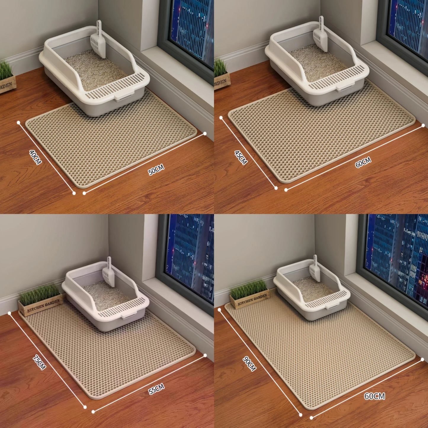 EASY TO USE-Cat Litter Mat Double Layer Waterproof Pet Litter Box Mat Non-slip Sand Cat Pad Washable Bed Mat Clean Pad Products