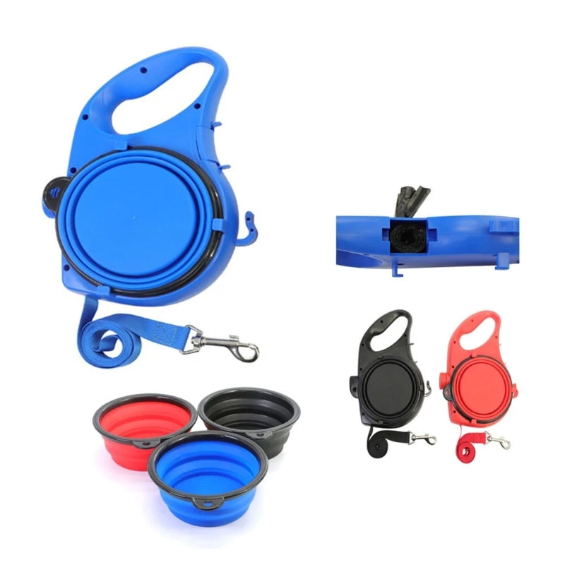 ONLY 3 LEFT-Quickly sold out-PET SET: Pet Leash with Collapsible Dog Bowl and Water Bottle Outdoor Walking Supplies Multifunctional Leash Y5GB