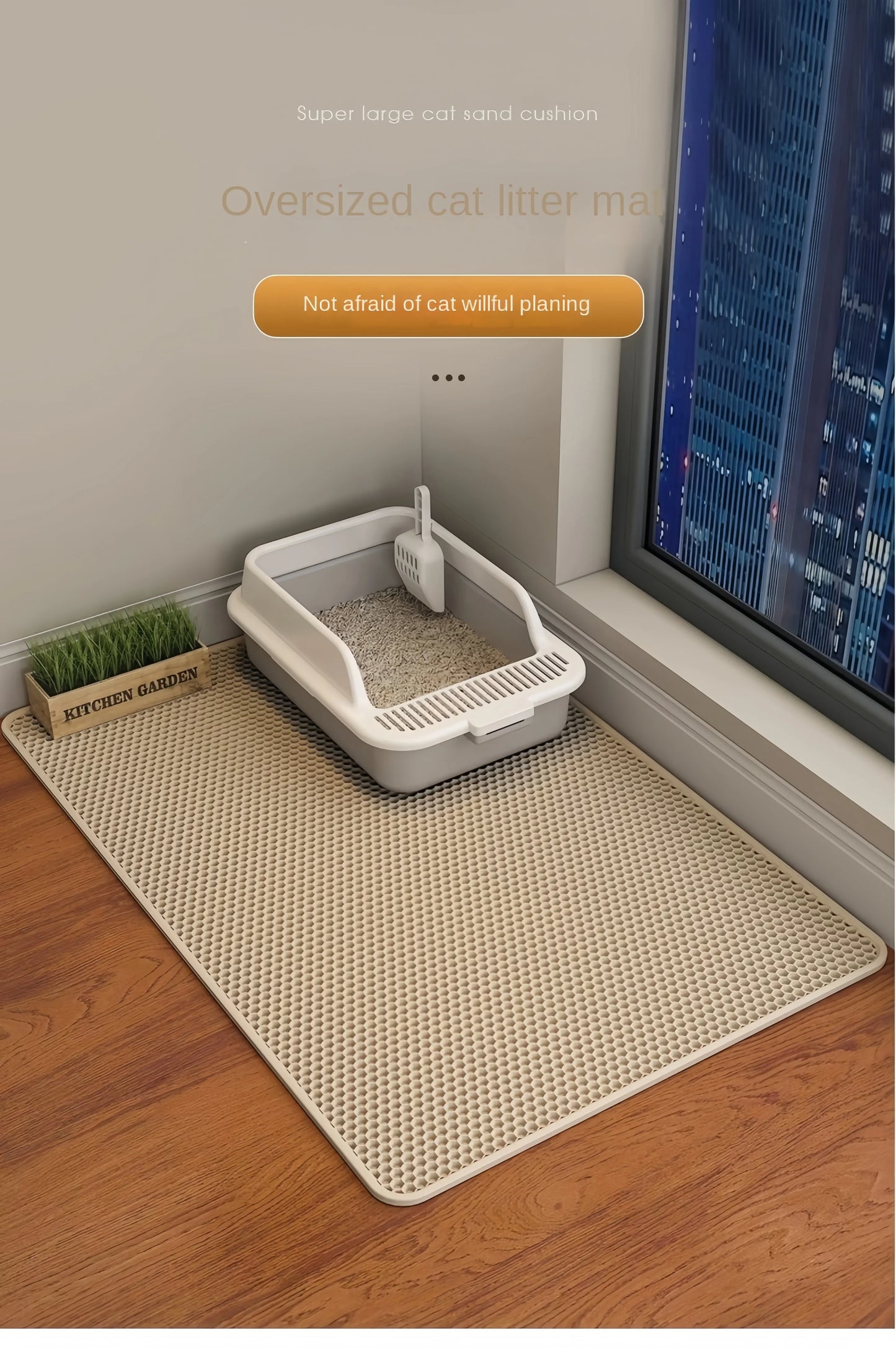 EASY TO USE-Cat Litter Mat Double Layer Waterproof Pet Litter Box Mat Non-slip Sand Cat Pad Washable Bed Mat Clean Pad Products