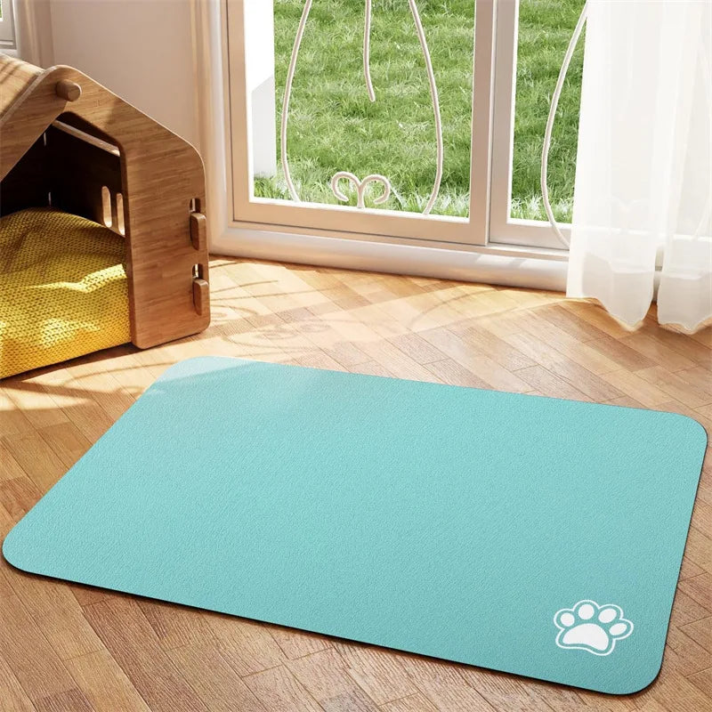 Pet Feeding Mat Absorbent Dog Cat Mat for Food and Water Easy to Clean Pet Placemats Quick Dry Dog Mat for Messy Drinkers