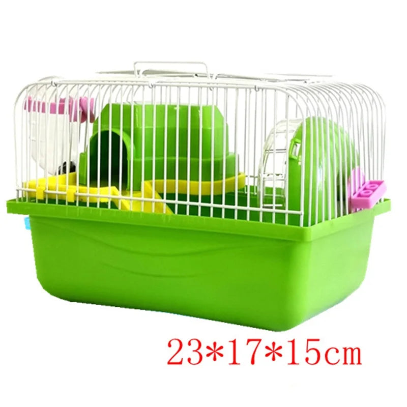 Double-storey Villa-shaped Wire Cage With Feeding Bowl, Running Roller Skating Toy Small Castle, Double-layer Hamster Cage