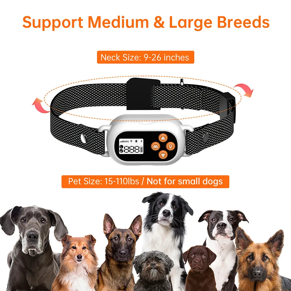 GPS Dog Fence Wireless Invisible Outdoor Dog Fence System Beep Vibrations Shock Collar Smart regulation for Dog Safety