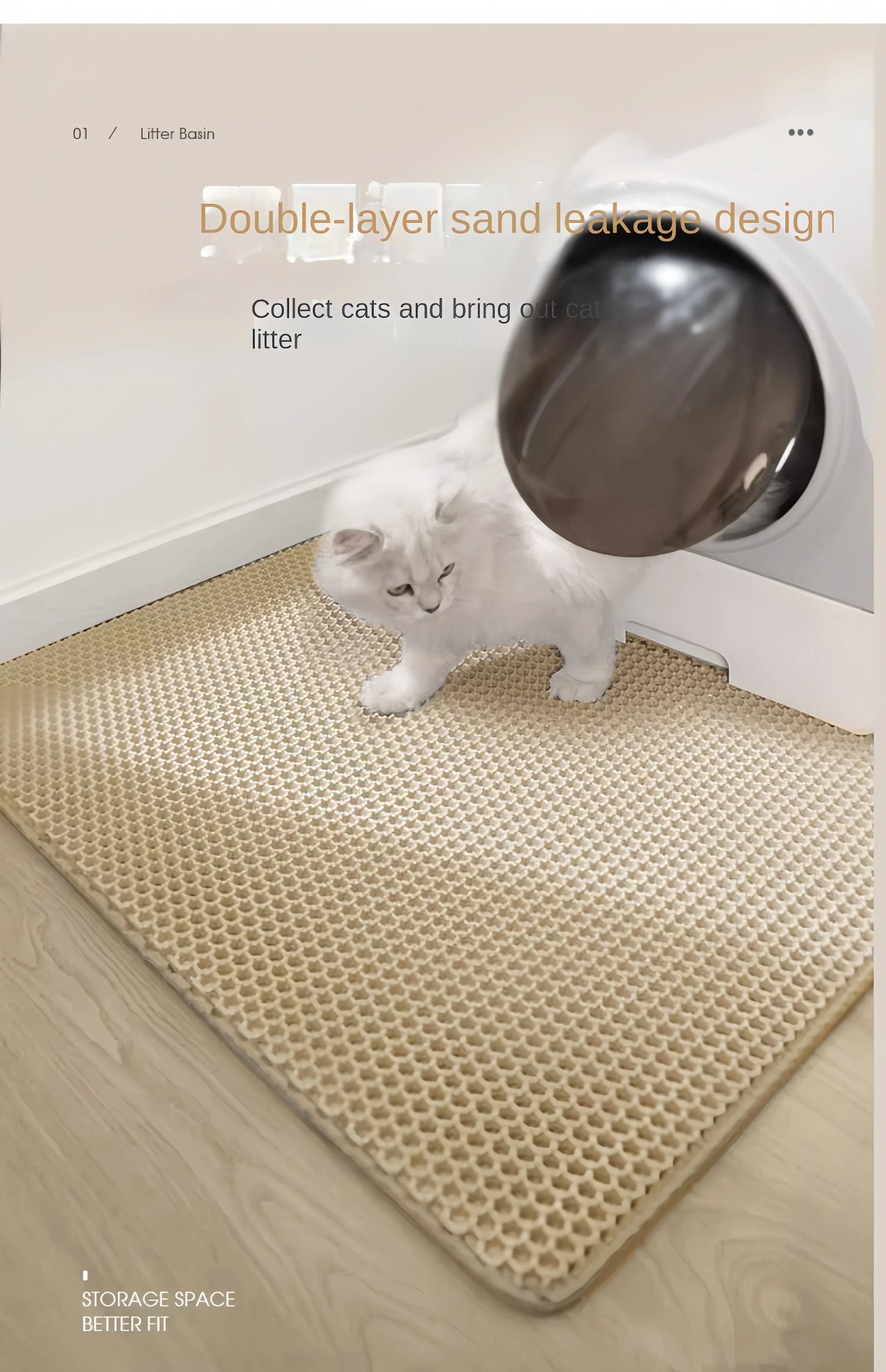 EASY TO USE-Cat Litter Mat Double Layer Waterproof Pet Litter Box Mat Non-slip Sand Cat Pad Washable Bed Mat Clean Pad Products