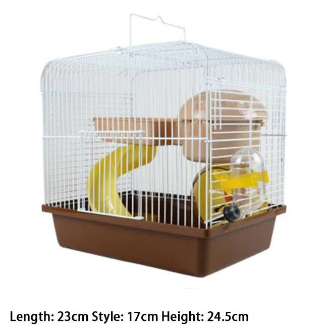 Double-storey Villa-shaped Wire Cage With Feeding Bowl, Running Roller Skating Toy Small Castle, Double-layer Hamster Cage