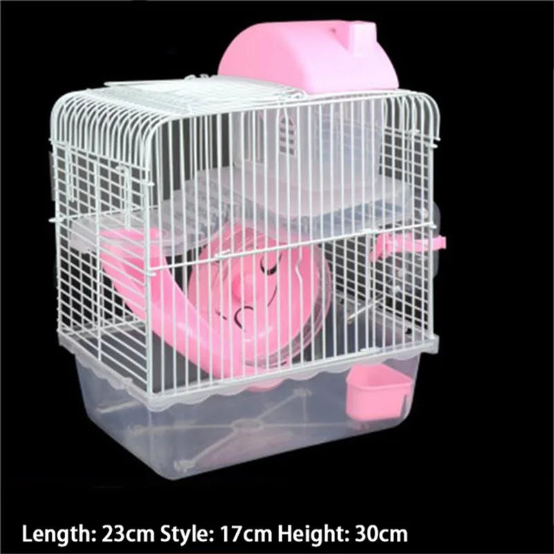 Double-storey Villa-shaped Wire Cage With Feeding Bowl, Running Roller Skating Toy Small Castle, Double-layer Hamster Cage