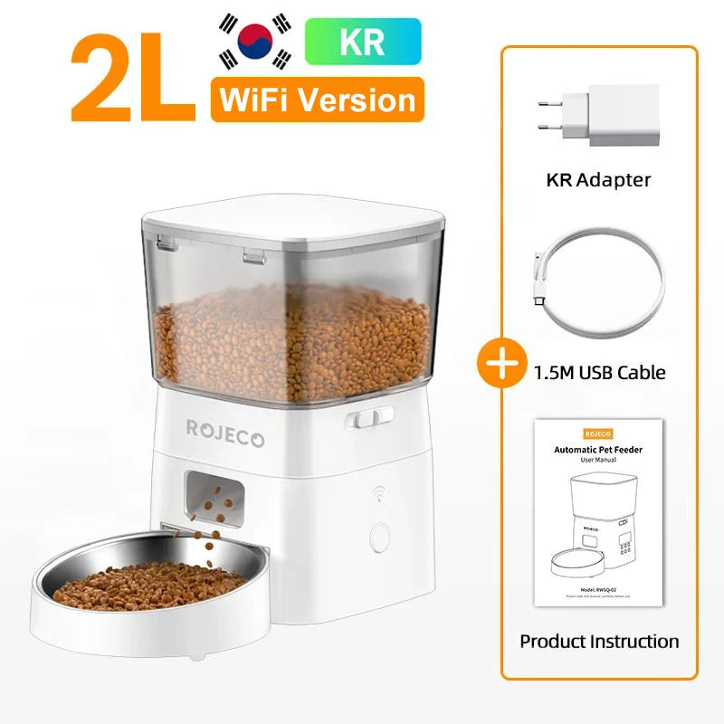 ROJECO Dog Feeder Automatic Smart Pet Food Dispenser for Pets Dog Kibble Dispenser With WIFI Remote Control Dog Feeding Supplies