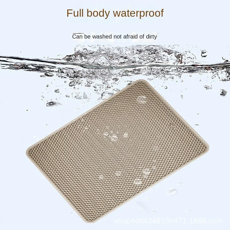 EASY TO USE-Cat Litter Mat Double Layer Waterproof Pet Litter Box Mat Non-slip Sand Cat Pad Washable Bed Mat Clean Pad Products