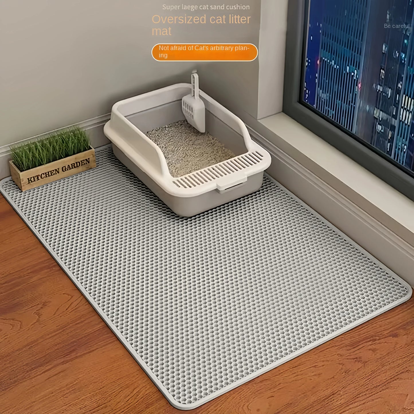 EASY TO USE-Cat Litter Mat Double Layer Waterproof Pet Litter Box Mat Non-slip Sand Cat Pad Washable Bed Mat Clean Pad Products