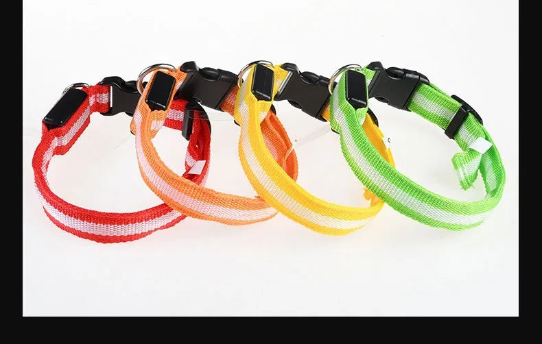 Dog Collar Nylon LED Night Safety Flashing Glow In The Dark Pet Dog Leash Fluorescent Dog Accessories