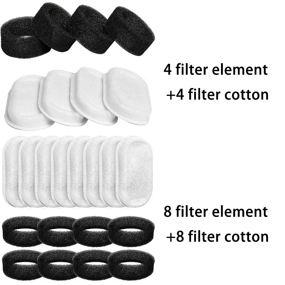 4/8Pcs Cat Water Fountain Filters Replacement Filters Element With 4/8 Sponges Universal Pet Supplies New