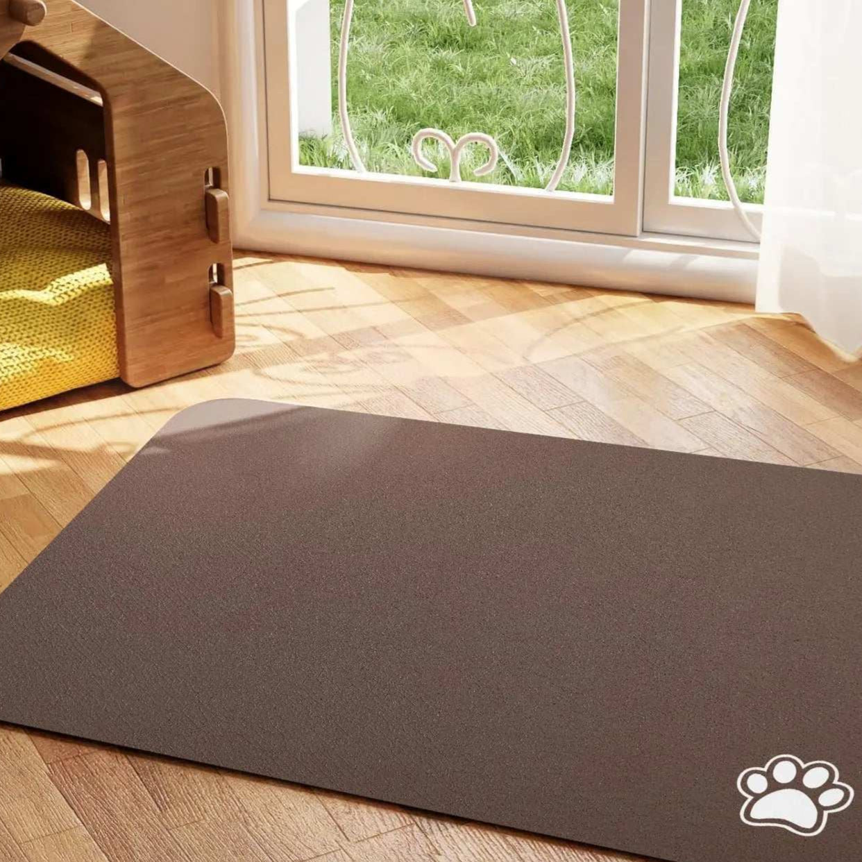 easy to clean pet placemats, removes stains quickly, quick dry dog mat for food and water bowls