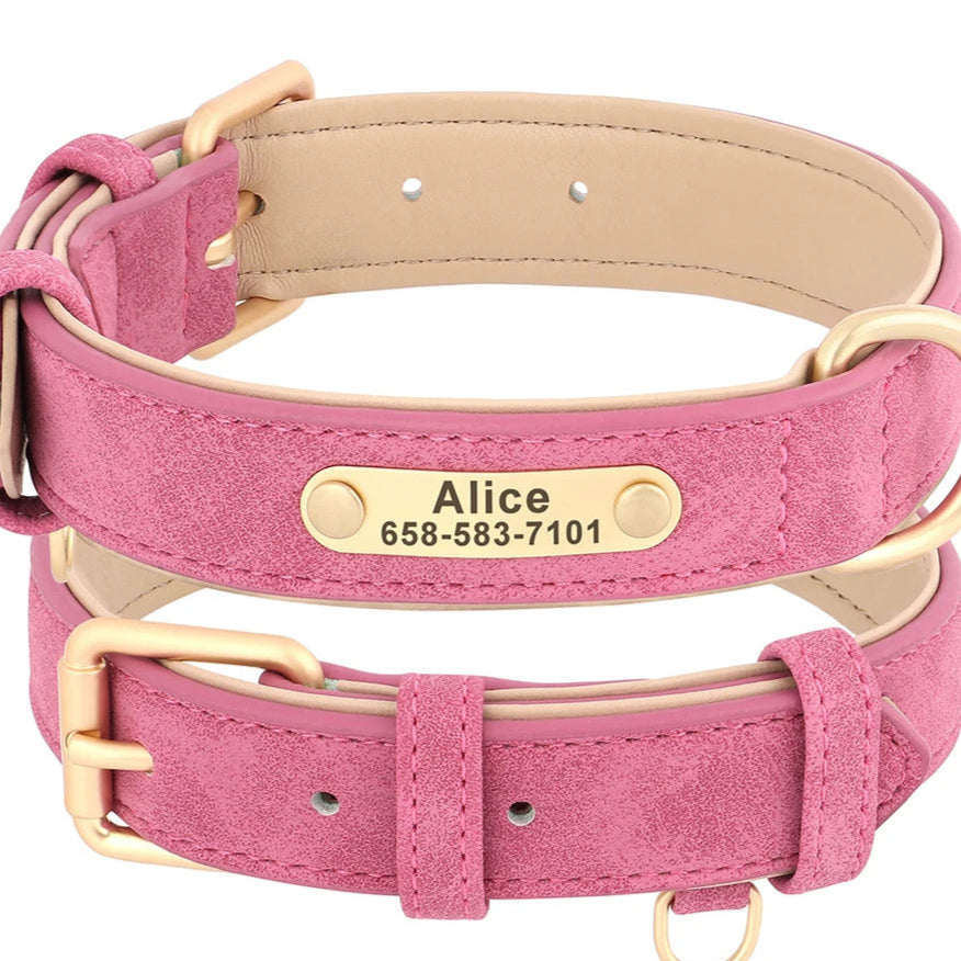 durable customized pink dog collar for small, medium, large dogs