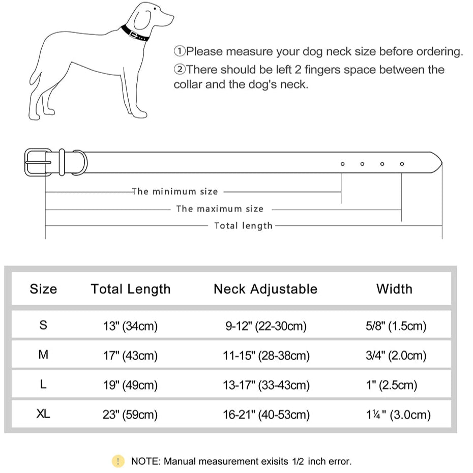 measurements and description of personalized dog collar