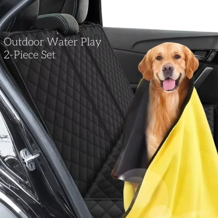 2 piece set high quality excellent pet towel absorbing with pet cover mat car seat