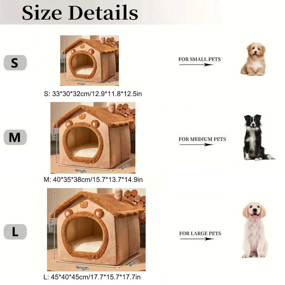 high quality plush fabric dog cat bed house in different sizes