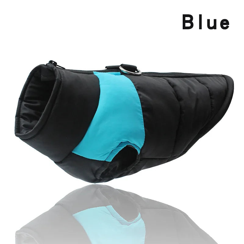 Waterproof Big Dog Vest Jacket Winter Warm Pet Dog Clothes For All Dog Sizes Blue